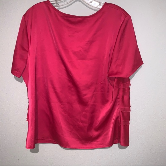 Christopher & Banks Petite XL Ruffle Look Fuchsia Pink Blouse - Picture 7 of 9